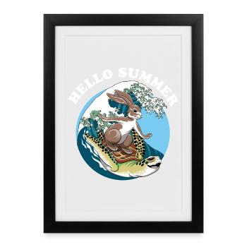 Hello summer - salut L' été - Affiche encadrée (27 × 37 cm) - noir - Devant