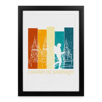 Camino de Santiago Buen Camino - Femmes - Affiche encadrée (27 × 37 cm) - noir - Devant