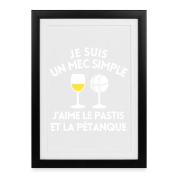 pétanque, bouliste, fan de pétanque - Affiche encadrée (27 × 37 cm) - noir - Devant