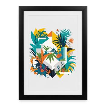Jungle géométrique - Affiche encadrée (27 × 37 cm) - noir - Devant