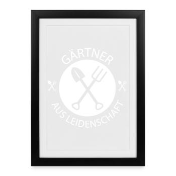 gardener garden nature spade fork tools work - Framed poster (27 × 37 cm) - black - Front