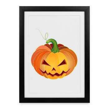 Visage orange de citrouille d’Halloween - Affiche encadrée (27 × 37 cm) - noir - Devant