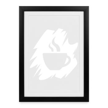 Coffee brush strokes logo icon café illustration - Framed poster (27 × 37 cm) - black - Front