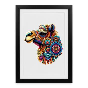 Chameau décoré de Mandalas - Affiche encadrée (27 × 37 cm) - noir - Devant
