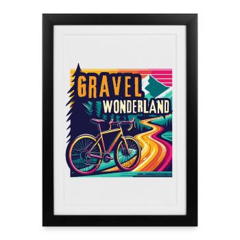 Vivid Gravel Bike Wonderland Bike Art - Affiche encadrée (27 × 37 cm) - noir - Devant