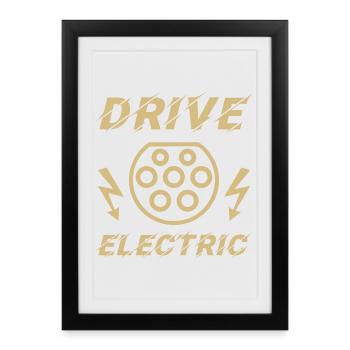Drive Electric Type 2 Plug Supercharge Electric - Framed poster (27 × 37 cm) - black - Front
