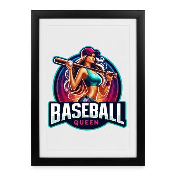 Baseball Queen Female Athlete Design - Framed poster (27 × 37 cm) - black - Front