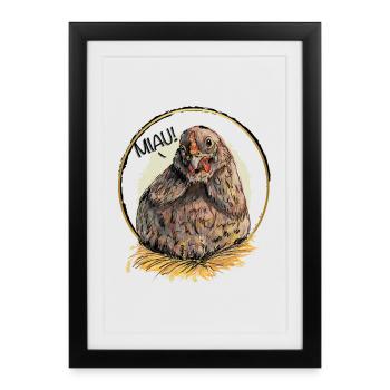 Meowing Easter Chicken - Framed poster (27 × 37 cm) - black - Front