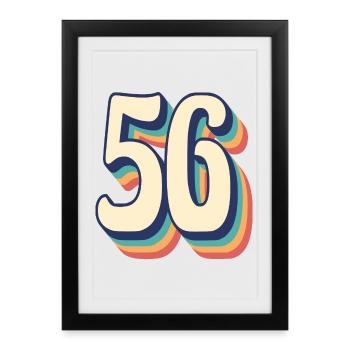 Vintage Retro T-Shirt Number 56 Fifty Six - Framed poster (27 × 37 cm) - black - Front