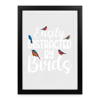Easily Distracted by Birds - Framed poster (27 × 37 cm) - black - Front