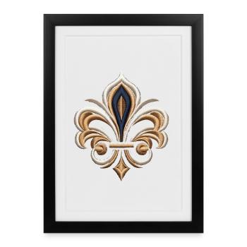 Elegant Fleur-de-Lis Embroidery - Framed poster (27 × 37 cm) - black - Front