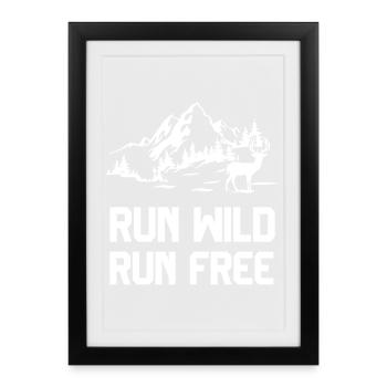 Trail Running - Run Wild, Run Free - Framed poster (27 × 37 cm) - black - Front