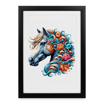 Cheval - Affiche encadrée (27 × 37 cm) - noir - Devant