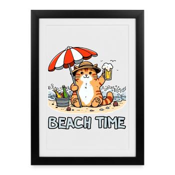 Temps de plage 2 - Affiche encadrée (27 × 37 cm) - noir - Devant