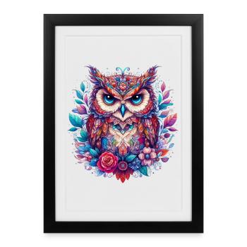 Hibou - Affiche encadrée (27 × 37 cm) - noir - Devant