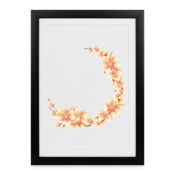 Couronne de fleurs de pêcher dans un ton pêche doux et velouté - Affiche encadrée (27 × 37 cm) - noir - Devant