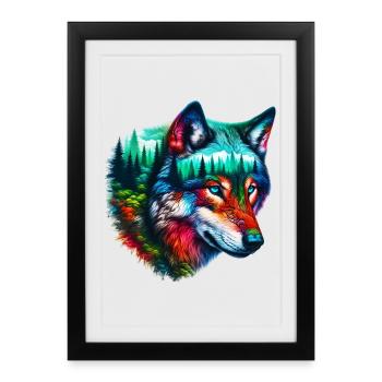 Loup - Affiche encadrée (27 × 37 cm) - noir - Devant