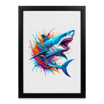 Requin - Affiche encadrée (27 × 37 cm) - noir - Devant