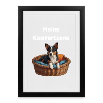 Meine Komfortzone Hunde Edition - Gerahmtes Poster (27 × 37 cm) - Schwarz - Vorne