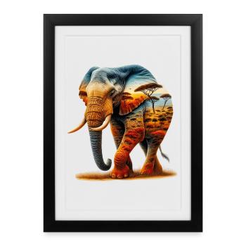 Éléphant - Affiche encadrée (27 × 37 cm) - noir - Devant