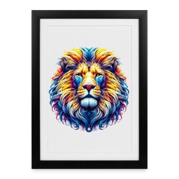 Lion - Affiche encadrée (27 × 37 cm) - noir - Devant