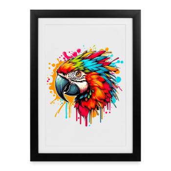 Perroquet - Affiche encadrée (27 × 37 cm) - noir - Devant