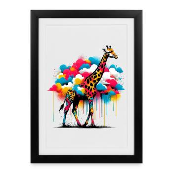 Girafe - Affiche encadrée (27 × 37 cm) - noir - Devant