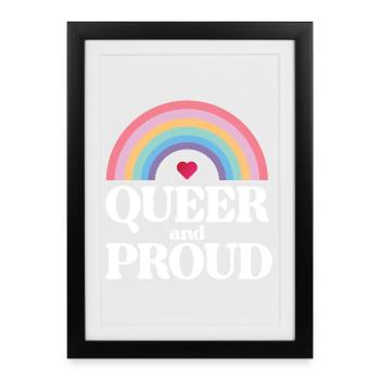 Mois de la fierté LGBT - Queer et fier - Affiche encadrée (27 × 37 cm) - noir - Devant