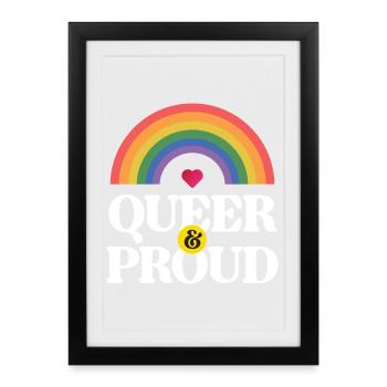 Mois de la fierté LGBT - Queer et fier - Affiche encadrée (27 × 37 cm) - noir - Devant