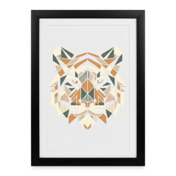 Colorful, Geometric Tiger Head - Polygons Motif - Framed poster (27 × 37 cm) - black - Front