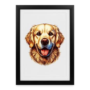 Chien Labrador Golden Retriever - Affiche encadrée (27 × 37 cm) - noir - Devant