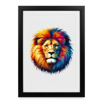 Lion - Affiche encadrée (27 × 37 cm) - noir - Devant
