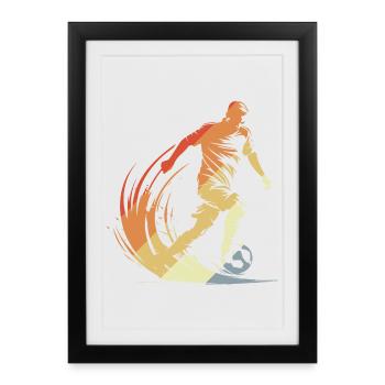 Joueur de football dessin look vintage - Affiche encadrée (27 × 37 cm) - noir - Devant