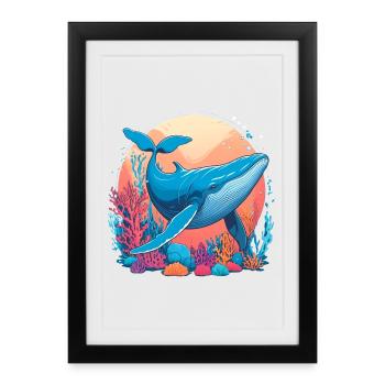 Blue Whale Drawing - Framed poster (27 × 37 cm) - black - Front