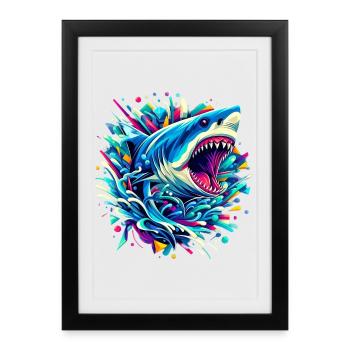Requin - Affiche encadrée (27 × 37 cm) - noir - Devant