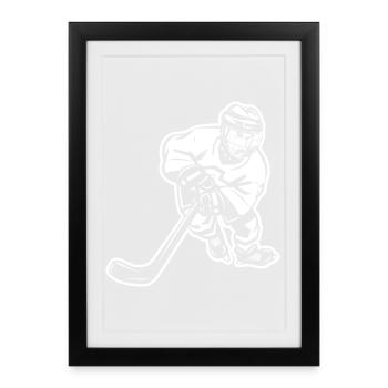 Dessin d’un joueur de hockey sur glace - Affiche encadrée (27 × 37 cm) - noir - Devant