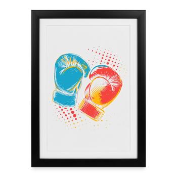 Gants de boxe Graphic - Affiche encadrée (27 × 37 cm) - noir - Devant