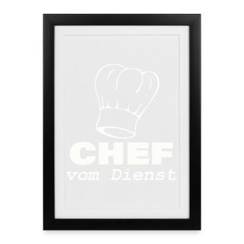 CHEF en service - Affiche encadrée (27 × 37 cm) - noir - Devant