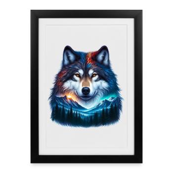 Loup - Affiche encadrée (27 × 37 cm) - noir - Devant