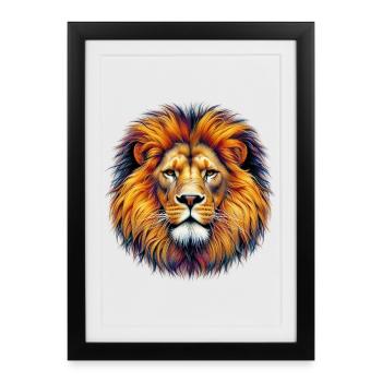 Lion - Affiche encadrée (27 × 37 cm) - noir - Devant