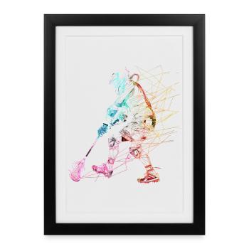 Croquis du joueur de crosse - Affiche encadrée (27 × 37 cm) - noir - Devant