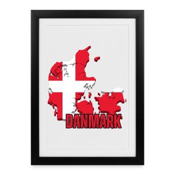 Fierté danoise, drapeau du Danemark - Affiche encadrée (27 × 37 cm) - noir - Devant