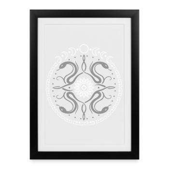 Roue serpentine avec phases de lune - Affiche encadrée (27 × 37 cm) - noir - Devant