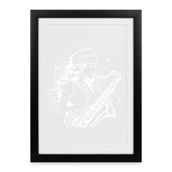 Saxophonist Sketch - Framed poster (27 × 37 cm) - black - Front