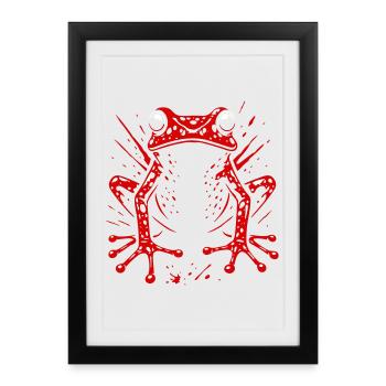 Red Poison Dart Frog - Tribal Animal Art - Framed poster (27 × 37 cm) - black - Front