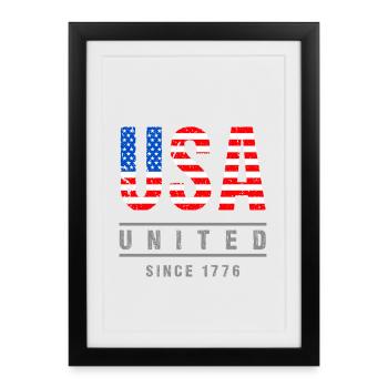 U.S. flag of the United States since 1776 - Framed poster (27 × 37 cm) - black - Front