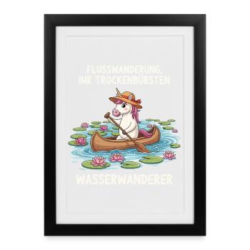 Excursion en canoë Licorne - Affiche encadrée (27 × 37 cm) - noir - Devant