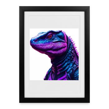 Reptile dans le style de tatouage coloré - Affiche encadrée (27 × 37 cm) - noir - Devant