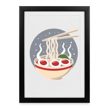 Kawaii Ramen Bowl Noodle Food Japanese food - Framed poster (27 × 37 cm) - black - Front