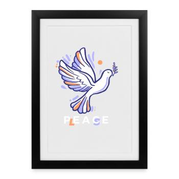 Dove of peace with olive in pastel colors - Framed poster (27 × 37 cm) - black - Front